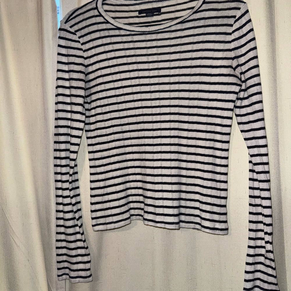 American Eagle Black/White Striped Long Sleeve (size medium)